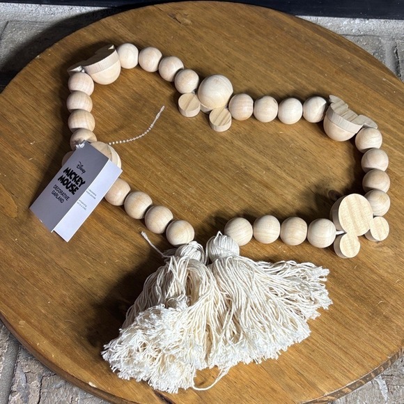 Disney Mickey Mouse Wooden Bead Garland w/Tassels Decor Accent 39" GIFT NEW - Picture 9 of 9